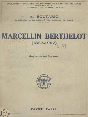 cover image of Marcellin Berthelot, 1827-1907